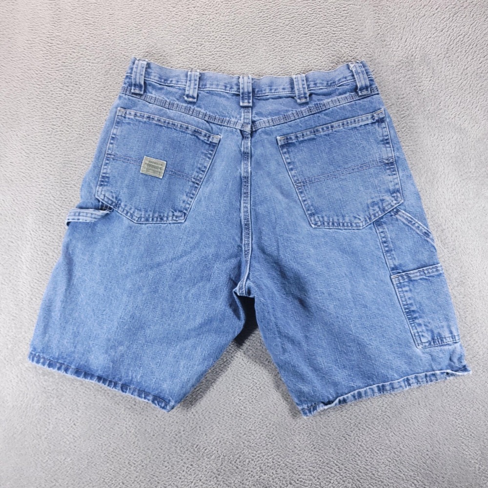 Wrangler Shorts Mens 34 Blue Denim Carpenter 10" Light Wash Workwear Jorts